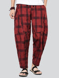 Men's Vintage Casual Large Size Plaid Jogger Pants