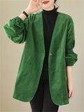 Female Retro High-end Corduroy Green Jackets