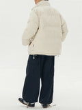 Male Solid Puffer Jackets Corduroy Cotton-padded Coats