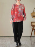 Lady Casual Floral Printing Long Sleeve Shirt