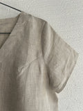 Simple Plain Deep V Neck Relaxed Linen Shirt for Women