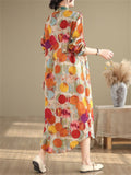 Casual Colorful Polka Dot Print Long Shirt Dress for Women