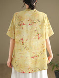 Women's Chinese Style Embroidery Summer Stand Collar Shirt