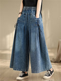 Female Comfortable Large Size Versatile Wide-leg Jeans