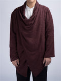 Cotton Linen Simple Split Cowl Neck Shirt for Men