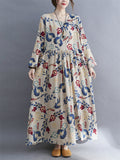 Bohemian Style Floral Print Oversized Women Holiday Long Dress