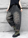 Women's Retro Raw Edge Line Oversized Harem Pants