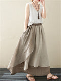 Literary Irregular Elastic Waist Skirt for Ladies