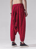 Chinese Style Men's Patchwork Harem Pants with Decorative Belt