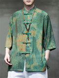 Tie-Dye Summer Lotus Print Knot Button Shirt