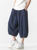 Men's Summer Ice Silk Solid Color Cozy Cropped Pants