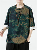 Men's Ancient Style Print Half Sleeve Pullover Summer T-shirt