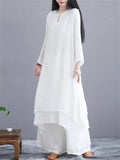 Women's Oriental Clothing Zen Style Casual Plus Size White Set