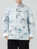 Men's Ink Wash Painting Bamboo Print Trendy Jackets