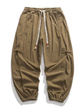 Men's Knot Button Decorative Textured Drawstring Corduroy Pants