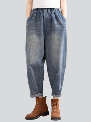 Vintage Washed Loose-fitting Jeans for Women