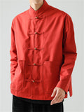 Solid Color Stand Collar Buttoned Jackets for Men