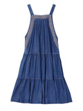 Fashionable Lady Heart Embroidery Sleeveless Denim Suspender Dress