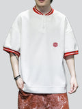 Men's Loose Chic Embroidery Contrast Color T-shirts