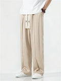 Men's Ice Silk Soft Smooth Loose Casual Trousers with Drawstring