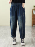 Spring Autumn Female Stylish Elastic Waist Jeans