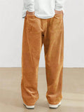 Men's Fashion Elastic Waist Straight Leg Corduroy Pants