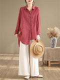 Women's Irregular Turndown Collar Button Up  Shirts