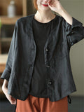 Female Casual Plain Button Up Jacket with Pockets