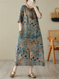 Summer Polka Dot Printed Crew Neck Dress for Women