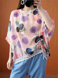 Female Round Neck Fruit Polka Dot Print Sweet Shirts