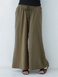 Women's Spring Summer Plain Cotton Linen Straight-Leg Pants