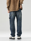 Trendy Patch Streetwear Straight Leg Jeans for Men