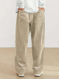 Men's Fashion Elastic Waist Straight Leg Corduroy Pants