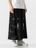 Male Oriental Retro Crane Wide Leg Pants