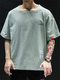 Male Stylish Half Sleeve Patch Round Neck Shirts