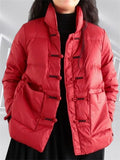 Retro Knot Button Ultra Light Bubble Padded Coat for Women