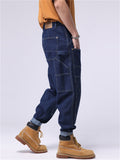 Men's Trendy Straight Leg Mid-rise Multi-pocket Jeans