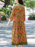 Spring Flower Print Hooded Long Dress for Women