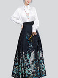 Mock Neck Shirt Phoenix Patterned Mamianqun Female Outfit