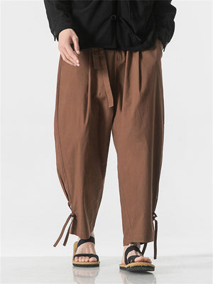 Men's Leisure All Match Lace Up Cozy Linen Pants