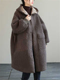 Women's Plain Long-sleeved Mid-length Faux Lambswool Coats