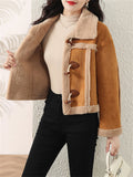 Modish Winter Lapel Fleece Short Coats for Women