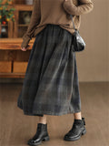 Women's Autumn Vintage Cozy Fleece Plaid Skirt