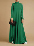 Women's Loose Fit Pure Color Gown Dress