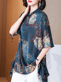 Women's Peony Print Comfortable Chiffon Summer Shirt