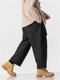 Warm Casual Male Cotton-padded Diamond Pattern Pants