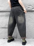 Women's Retro Raw Edge Line Oversized Harem Pants