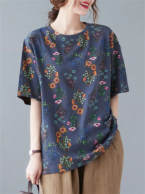 Oversized Loose Summer Floral Shirt for Women