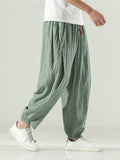 Men's Loose Drawstring Crease Design Ankle Tied Pants