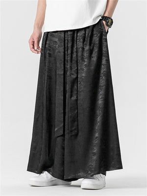 Men's Summer Lace Up Loose Staight-Leg Hakama Pants